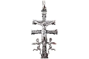 Inmaculada Romero IR Pendentif LOI SILVRE 925M Croix rouillée CARAVACA SOLID 39MM. Front Christ Back Virgin Détails