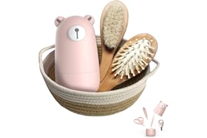 FACEWEGEN Baby 7 in 1 set di toelettatura, forbici per unghie, lima per unghie, pinzette, pettine per capelli in legno naturale, cesto portaoggetti per bambini e neonati in bella confezione regalo