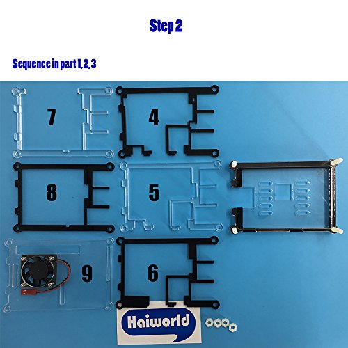 Haiworld 4 in 1 Profi-Kit für Raspberry & Himbeere Pi 3 2 und B +, Blau 9 Scheiben Schutzhülle hülle + 5V 2,5A Netzteil + Kühlung Lüfter + Kühlkörper - 4
