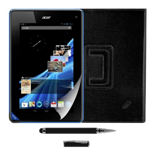 3in1 Set: kwmobile Hülle für Acer Iconia B1-710 / B1-711 – Tabletcover Slim Case Tablet Schutzhülle – Smart Cover Tabletcase Schwarz + Folie, kristallklar + Stylus, Schwarz - 6