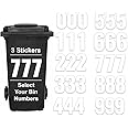 Pack of 3 White Bin Numbers for Wheelie Self Adhesive Waterproof Number - 7 (17 cm) Bin Numbers for Wheelie Bins Large Bin Stickers Packwith®