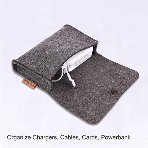 ProCase Tragbare Reisetasche Filz Universaltasche Elektronik-Zubehör Tasche für MacBook Laptop Drahtlose Maus Handy Kabel SSD HHD Schwarz - 3