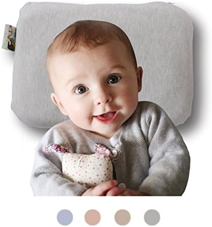 DEERHOME Latex Baby Pillow with Soft Removable Pillowcase, Breathable Organic Cartoon Toddler Pillow (light blue)