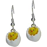 Handmade Miniature Easter Inspired - Golden Chick & Egg Earrings - Gift Boxed