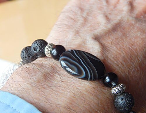 Men's Bracelet With Agate and Lava Stones