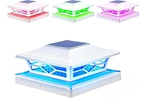 enjoydeal Solar Post Lights,RGB & White Light & Warm White Color Fence Post Solar Light,Waterproof Fence Post Cap Lamp 4x4 6x6 Wooden &4X4 5X5 Vinyl Posts Patio Deck Stair Yard Decor (White,4)