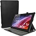 Produktbild igadgitz Schwarz PU Ledertasche Hülle Cover für Asus Transformer Pad TF103C 10.1 Zoll mit Multi-Winkel Betrachtungs + Auto Sleep/Wake + Handschlaufe + Stylus-Stift Elastischen Halter + Displayschutzfolie