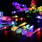 GDEALER Solar Outdoor Lichterkette 6 Meter 30 LEDs Wassertropfen Solarbetrieben Lichterkette Wasserfest Weihnachten Dekoration für Garten, Terrasse, Hof, Haus, Weihnachtsbaum, Feiern – RGB - 3