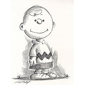 Original Kreidezeichnung auf Zeichenkarton: Peanuts Charlie Brown / 24x32 cm