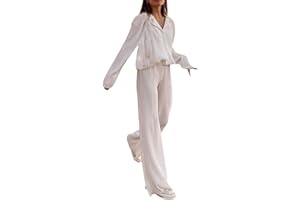 Himllauen Set di pantaloni da salotto con bottoni a maniche lunghe, casual, a maniche lunghe, con bottoni e pantaloni e vestiti da strada