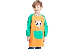 Pipihome Delantal infantil para pintar, delantal de arte para niños, delantal impermeable de manga larga con bolsillos, delantal para pintar, delantal para niños de 8 a 12 años (verde)