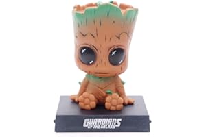 Groot Shaking Head Car Decoration, Hilloly Car Shaking Head Figurine Ornament, Groot Action Figure Shaking Head Doll Hand-Made Model Mobile Phone Holder Car Accessories