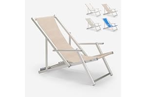 Produce Shop Sedia sdraio mare spiaggia braccioli alluminio pieghevole Riccione Gold Lux - Beige