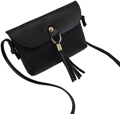 LILICAT Fashion able Bag costume Vintage Handbag Small Mini Messenger Tassel Shoulder Bags (17*3*11cm/6.7*1.2*4.3", Black)