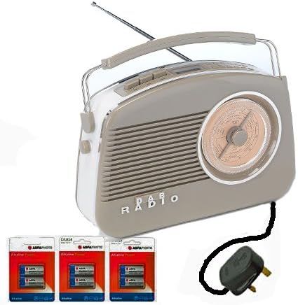 Retro Nostalgic DAB Digital Radio + FM + MW (AM) + iPod / iPhone / iPad / MP3 Input (use as a speaker) - 1950 's / 1960's Design - modern Funtions - LCD Digital Display &amp; Radio Presets - Mains Electric UK lead (Supplied) &amp; Battery Powered (Batteries INCLUDED) - UK MODEL (Pastel MOCHA)