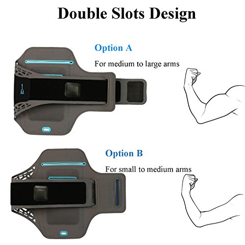 Fascia da Braccio Sportiva Porta Cellulare Running per iphone 7 plus 6s plus 6 plus 8 plus Samsung S7 Edge S6 Edge S7 S6 S5 Huawei P8 P9 lite P10 Plus per Esercizio Palestra Jogging Mountain Bike Porta Scheda Escursionismo Passeggiate Equitazione Auricolari e Key Holder Sweatproof adatto a qualsiasi smartphone inferiore a 5,5 pollici