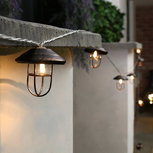 Außen Metall Laternen Lichterkette, 10 LEDs warmweiß, batteriebetrieben, 3m, von Festive Lights