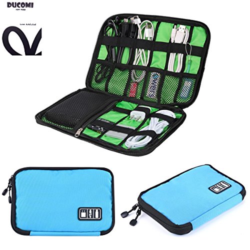 ducomi® cabletop – Tasche Organizer für Kabel und Zubehör Reise mit Reißverschluss Wasserdicht blau