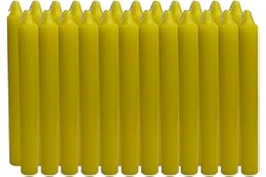 ARTIC NORTH COMPANY Vela De Mesa Cilíndricas Con Variedad De Colores, 100% Parafina, Con Mecha De Algodón, Sin Perfume, 17cm Alto, 2cm De Diámetro (24 Velas, Amarilla)