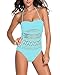 Produktbild Swallowuk Damen Sexy Badeanzug Tankini Perspektive Schwimmanzug Push Up Spitzen Badanzüge (XXL, Blau)