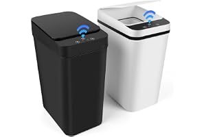 Gaethra Uppsättning av 2 papperskorgar med sensor, 12 l automatisk elektrisk locksensor, 3 driftlägen, tyst vattentät intelli