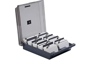 IWILCS Visitenkartenbox, Visitenkarten Aufbewahrungs Box, Visitenkartenorganizer für 1000 Karten mit Teilerplatinen und A-Z-Index-Registerkarten für Büro-Tischplatte, Grau