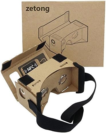 Zetong Google Cardboard 3D movies Virtual Reality DIY 3D Glasses for All 3.5"- 4.7" Smartphone with NFC and Headband,Google Glasses with Lenses HD Visual Experience
