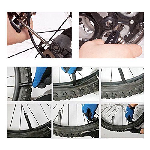 Fahrrad Reparatur Set, mini Fahrradpumpe + Sechswinkel Schraubendreher Schraubenschlüssel + Fahrradreifen Flickzeuge - 7