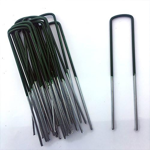 Lawn World® 50 Pack Half Dark Green 3mm Standard Artificial Grass Turf U Pins Galvanised Metal Pegs Staples Weed Garden Bevelled End