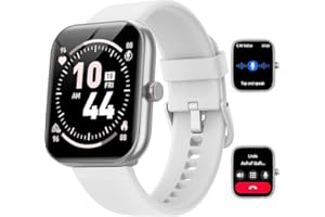 GYDOM Montre Connectée Homme pour Samsung,iPhone,Android,1.91" Montre Connectée Femme avec Appel Bluetooth,Voix de l'IA,Alexa intégrée,Smartwatch Moniteur de SpO2,Sommeil,Podometre,Calories,IP68-Blanc