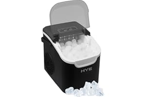 HYE Countertop Ice Cube Maker Machine – Produces 8 Bullet Cubes in 8-13 Mins, 0.8L Tank, Small Mini Ice Maker Machine with Size Options, Auto Clean, LED Indicator - IM12KB27