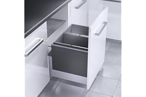 Hailo TRIPLE XL 3631681 Poubelle à déchets | 2 x 28 l | Bac poubelle dans un extracteur de 60 cm | avec couvercle en métal | Fabriqué en Allemagne