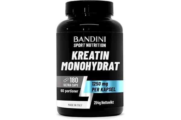 Bandini® Kreatinmonohydrat 180 kapslar, 3000mg per portion - Högdos, Vegan | Kreatin Monohydrat för Pre Workout och Gym - 100% rent Creatine Monohydrate, mikroniserat kreatinkapslar med kreatinpulver