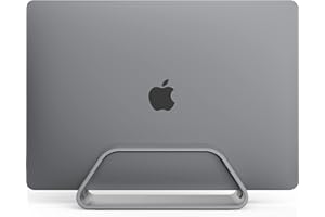 HumanCentric Pionowy stojak na laptopa do MacBooka, kompatybilny ze stojakiem MacBook Pro, stojakiem MacBook Air, uchwyt na laptopa Apple, stojak na biurko na laptopa, aluminiowy pionowy stojak na