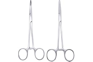 ukcoco Pince à épiler en acier inoxydable 2 pièces 16 cm, pince à épiler pour épilation emostatiche Pince à épiler pour oreilles du canal de l'oreille pince à épiler exclusives (tête droite et courbe)