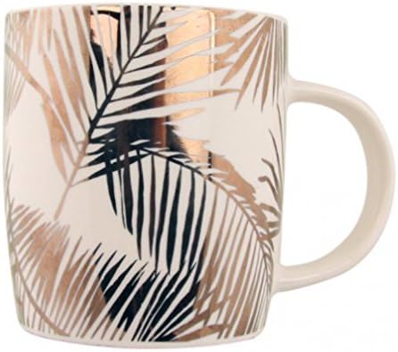 Tropical Palm Leaf Metallic Porcelain Mug
