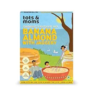 Tots & Moms Foods Banana Almond Pancake Mix with Jaggery for Kids Breakfast Snack | No Maida, white sugar, baking agent | 100% Natural & Wholesome with Almonds - 250g