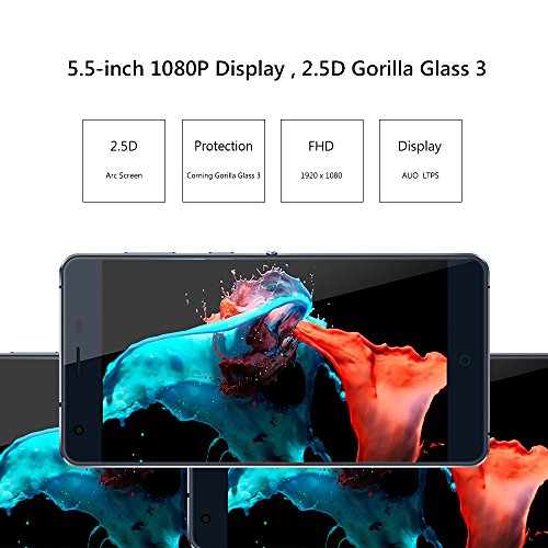 Ulefone Power - 4G Smartphone ohne Vertrag (ultra-groÃŸer 6050 mAh Akku, Schnellaufladung, 5.5 Zoll 1080 FHD Display, 2.5D Corning Gorilla 3 Glass, Android 6.0, Octa-Core 1.3GHz Prosessor, 3GB RAM + 16GB Interner Speicher, 13MP + 5MP Kameras, Dual SIM, Fingerabdruckscanner, WLAN, OTG, HotKnot, GPS) (Blau)