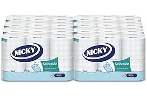 Nicky Selección Papel Higiénico -Paquete de 96 Rollos, 150 Hojas de 3 Capas, con Aroma a Talco, Papel Extrasuave Dermatológicamente Testado, Embalaje Reciclable, Celulosa 100% Pura, Certificación FSC