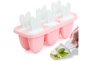 BLUELVES Foremki do lodów, silikonowe, 6 zagłębień, foremki do lodów na patyku, bez BPA, dla dzieci, zestaw foremek do lodów (różowe)