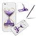 Produktbild iPhone SE Flüssigkeit Hülle,iPhone 5S Glitzer Liebe Herz Case,Herzzer Luxus Lustige Kreative 3D Sanduhr Flüssigkeit Treibsand Glitzern Sand Bewegen Weich Kristall Handyhülle Schutzhülle für iPhone SE/iPhone 5/5S + 1 x Frei Lila Handy Halterung Ständer + 1 x Frei Lila Stift Stylus - Lila
