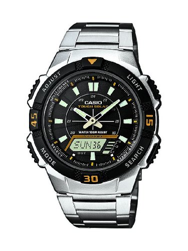 Casio CASIO Collection Men - Reloj analógico - digital de caballero de cuarzo con correa de acero inoxidable plateada (alarma, cronómetro, luz, solar) - sumergible a 100 metros - Imagen 3