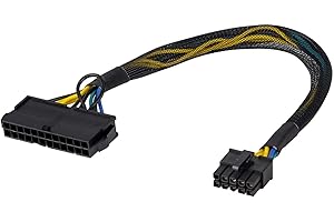 YIEJOYA 24 Pin auf 10 Pin ATX PSU Netzteil Adapter geflochtenes Kabel für IBM Lenovo PCs Motherboard und Server 12inch (30cm)