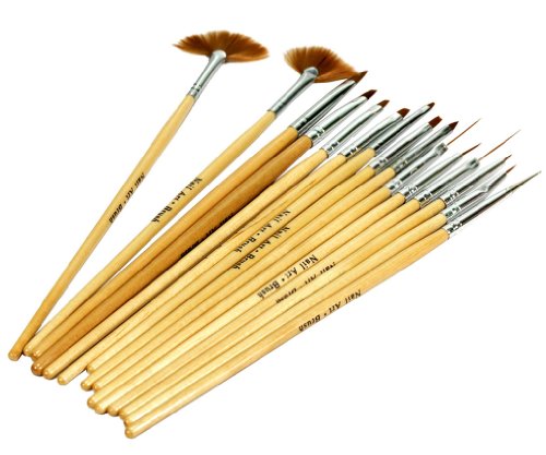 15pcs Professional Wood Handle Nail Art Painting Drawing Brush Set Z296 UK