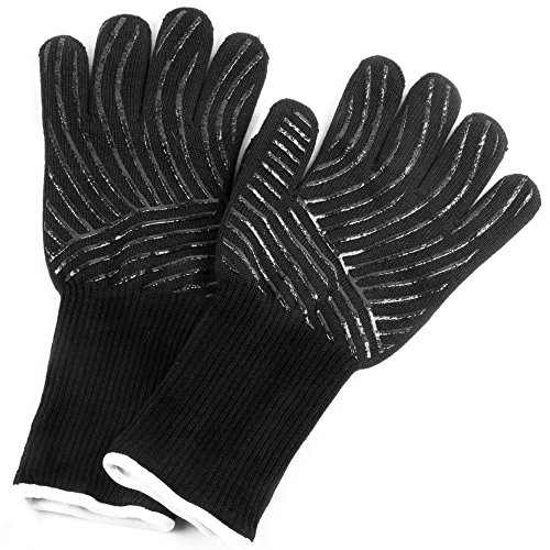 Ofenhandschuhe hitzebeständig und feuerfest bis zu 500 °C im 2er Set – 36cm extra lang für den sicheren Einsatz als Grillhandschuhe & Topfhandschuhe zum Kochen, Grillen oder Backen – schwarz - 6