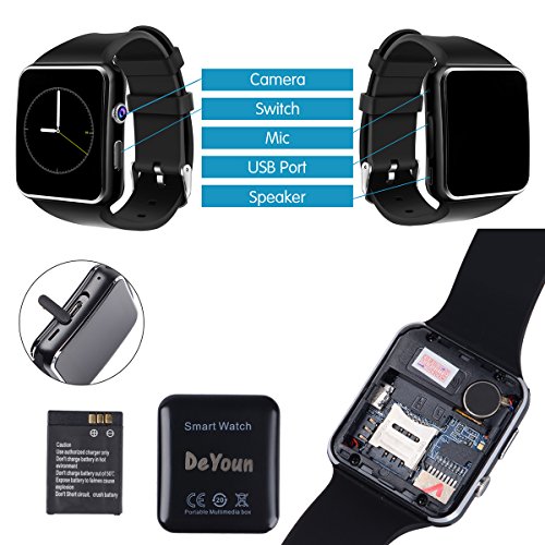 Smartwatch-Android-DeYoun-Bluetooth-Smart-Watch-Handy-Uhr-mit-Kamera-SIM-Karten-Einschub-Sport-Uhr-mit-Schrittzhler-Romte-Capture-Schlaftracker-fr-Android-Samsung-Galaxy-S8HTCSONYLGHuawei