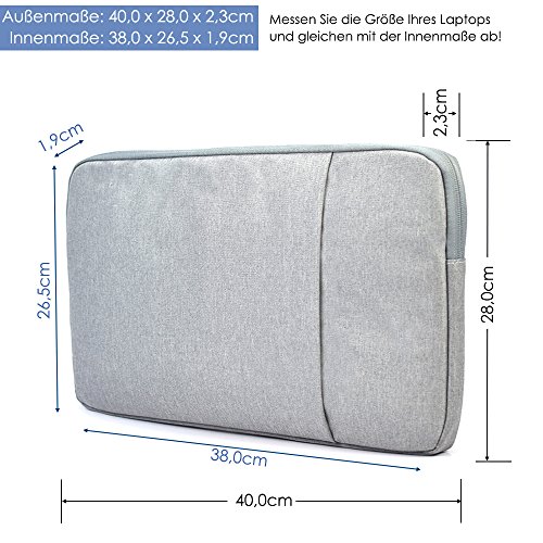 Lebensein Laptoptasche Schutzhülle für 15-15,4 Zoll Laptops Ultrabooks, 38cm Laptophülle Speziell für 15,4″ MacBook Pro, Stoßfest, Wasserresistent und Strapazierfähig, Grau - 5