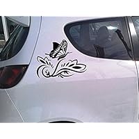 Folienaufkleber ***Blüten & Schmetterling Design 58 *** 2er Set Angebot - (Größen und Farbauswahl)