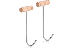 OGANAZI Boot Pulls with Wooden Handle Boot Hooks Long Shoes Pull Stainless Wooden Cowboy Boot Hooks for Men and Women