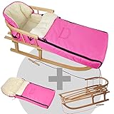 SUPER-KOMBI-SPARANGEBOT ** Holzschlitten + Winterfußsack (108cm) **